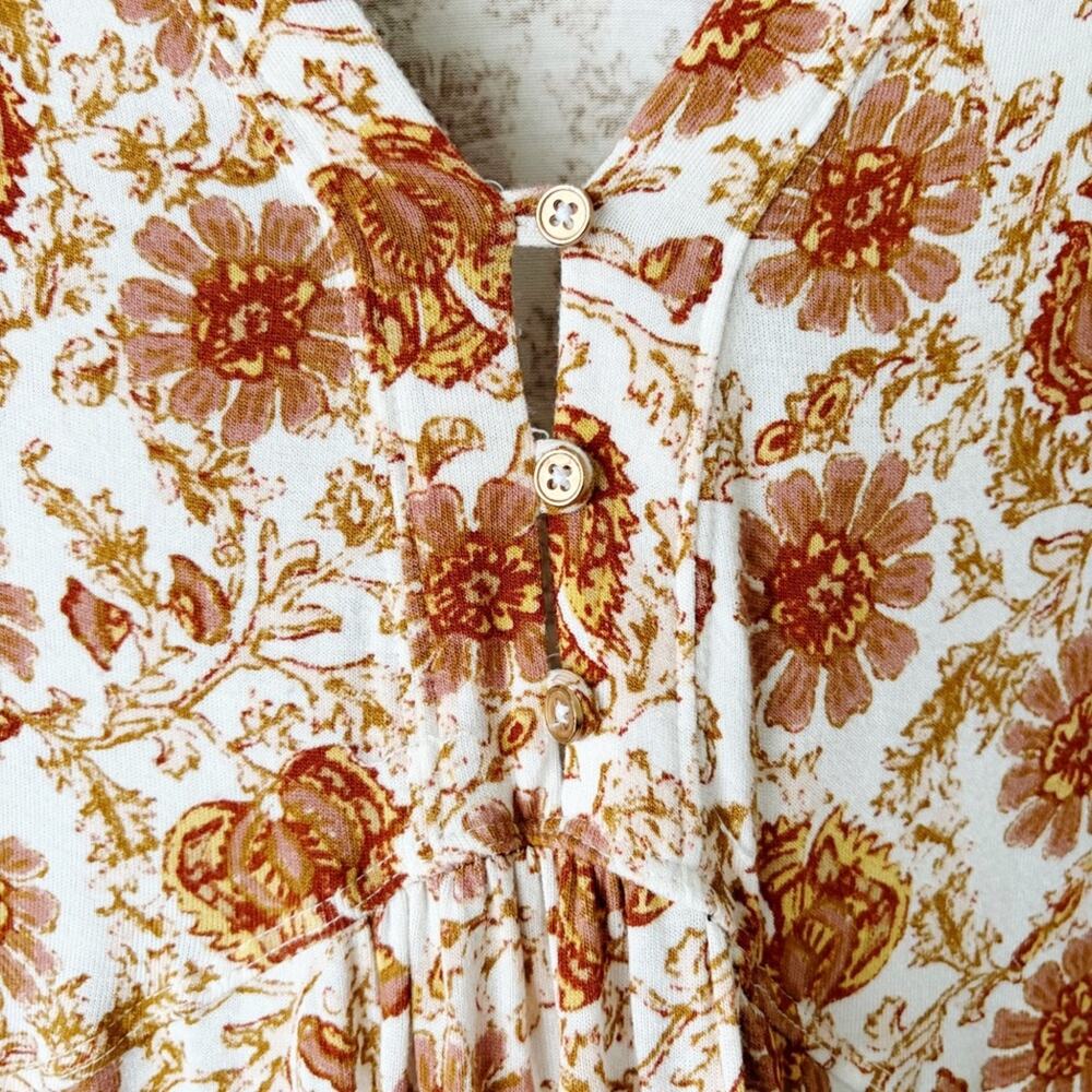 Free People | Olivia Long Sleeve Tunic Top Floral Print Boho Cottagecore Small - Picture 5 of 9